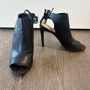 ALDO Black Open Toed Vegan Leather Tie Up Heels